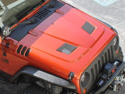 4X4WAVERS RR Style Premium Steel Hood with Metal Mesh Vents - Black Color - Jeep Wrangler JK/JKU 2007-2018 - 4X4 WAVERS