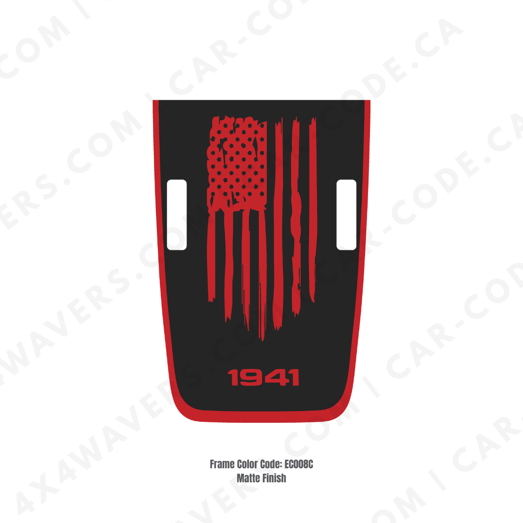4x4wavers AMERICA 1941 Decal Sticker Kit for JL Rubicon Hood – Vinyl Car Decals for Jeep Wrangler Models – Made in Canada - 4X4 WAVERS