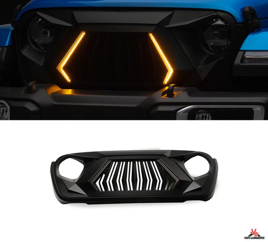 4X4WAVERS Mustache Series II Grille with bright LED - Jeep Wrangler JL/JLU/4XE/Gladiator-JT 2018+