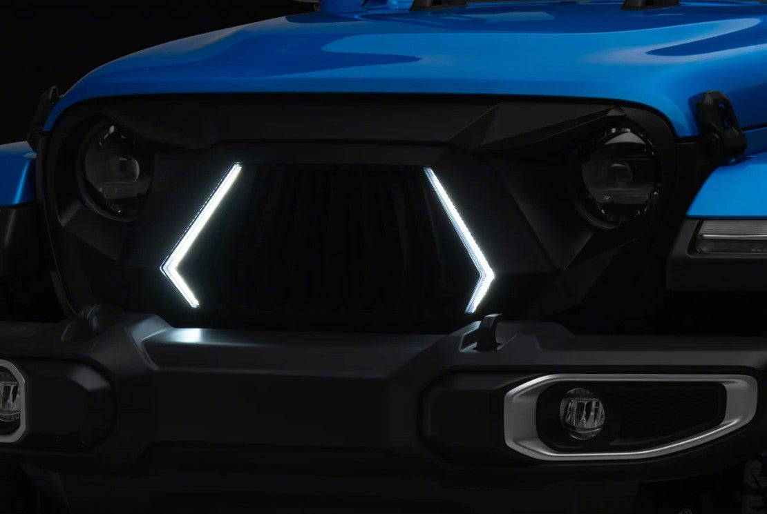 4X4WAVERS Mustache Series II Grille with bright LED - Jeep Wrangler JL/JLU/4XE/Gladiator-JT 2018+