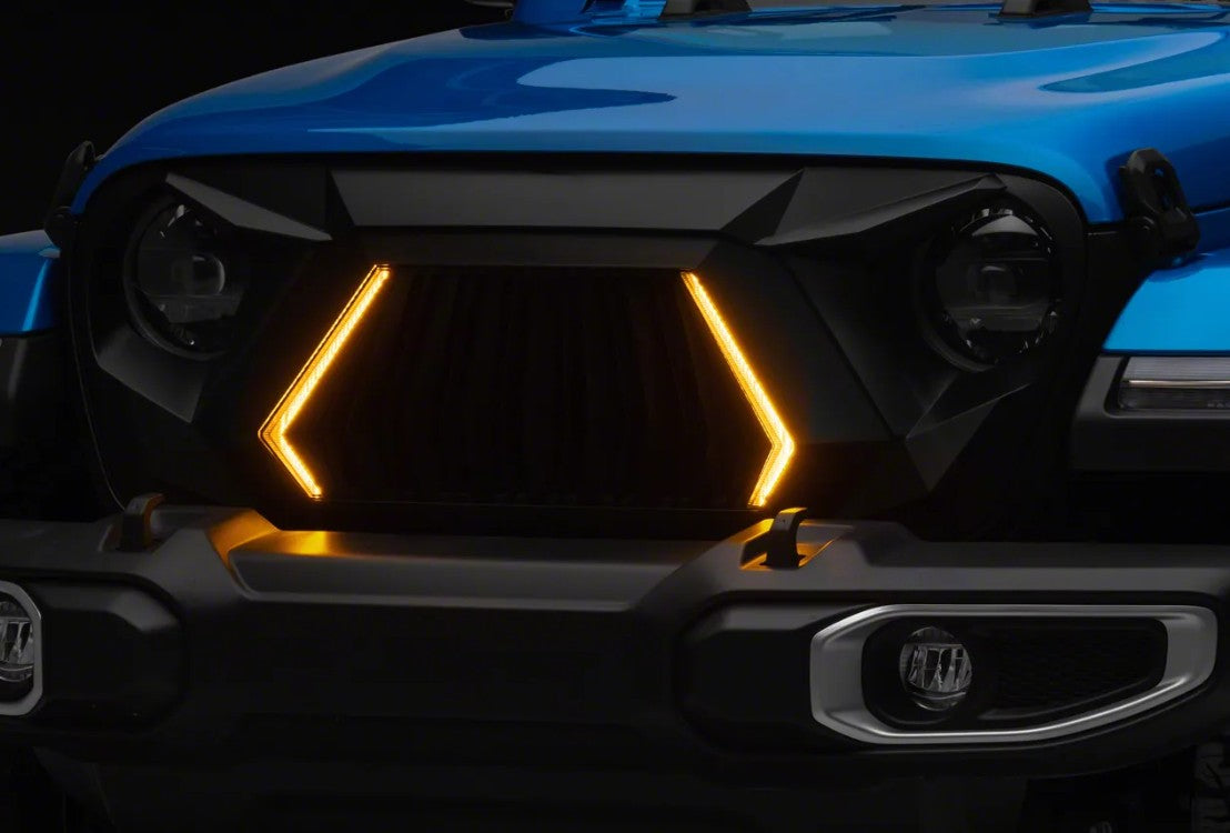 4X4WAVERS Mustache Series II Grille with bright LED - Jeep Wrangler JL/JLU/4XE/Gladiator-JT 2018+