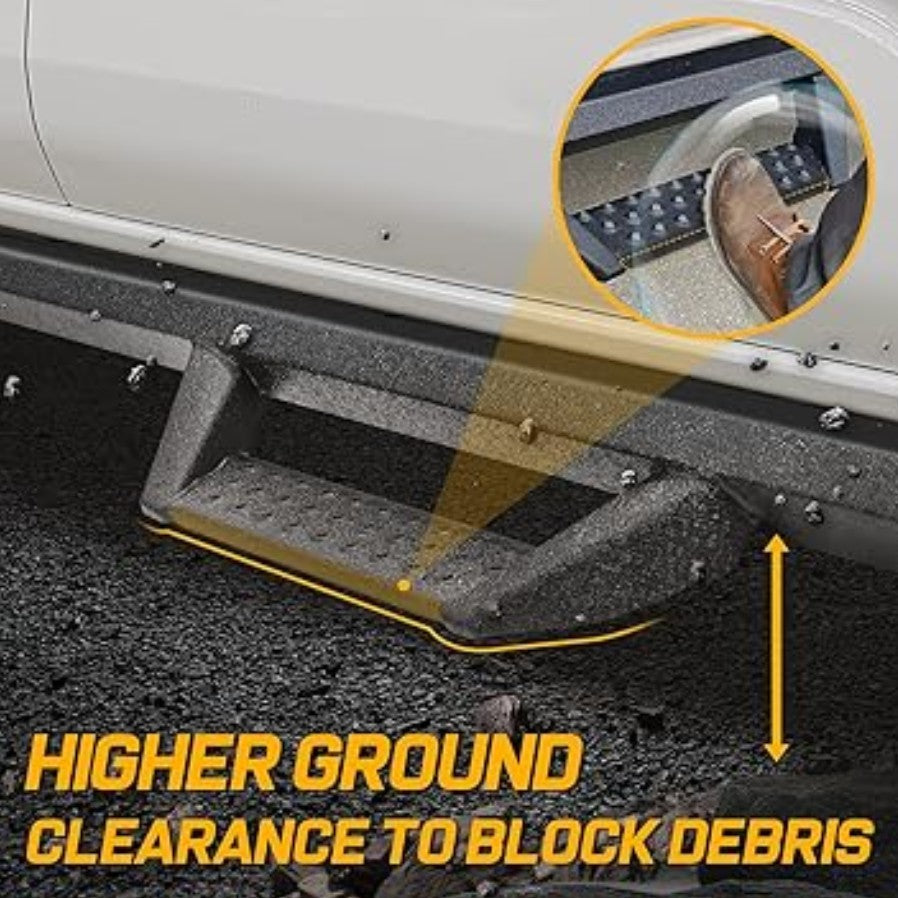 4X4WAVERS Heavy‑Duty Aluminum Anti-Rust Drop‑Down Side Steps - Jeep Wrangler JLU/4XE (4 Doors Only) 2018+ - 4X4 WAVERS