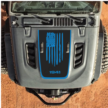 4x4wavers AMERICA 1941 Decal Sticker Kit for JL Rubicon Hood – Vinyl Car Decals for Jeep Wrangler Models – Made in Canada - 4X4 WAVERS