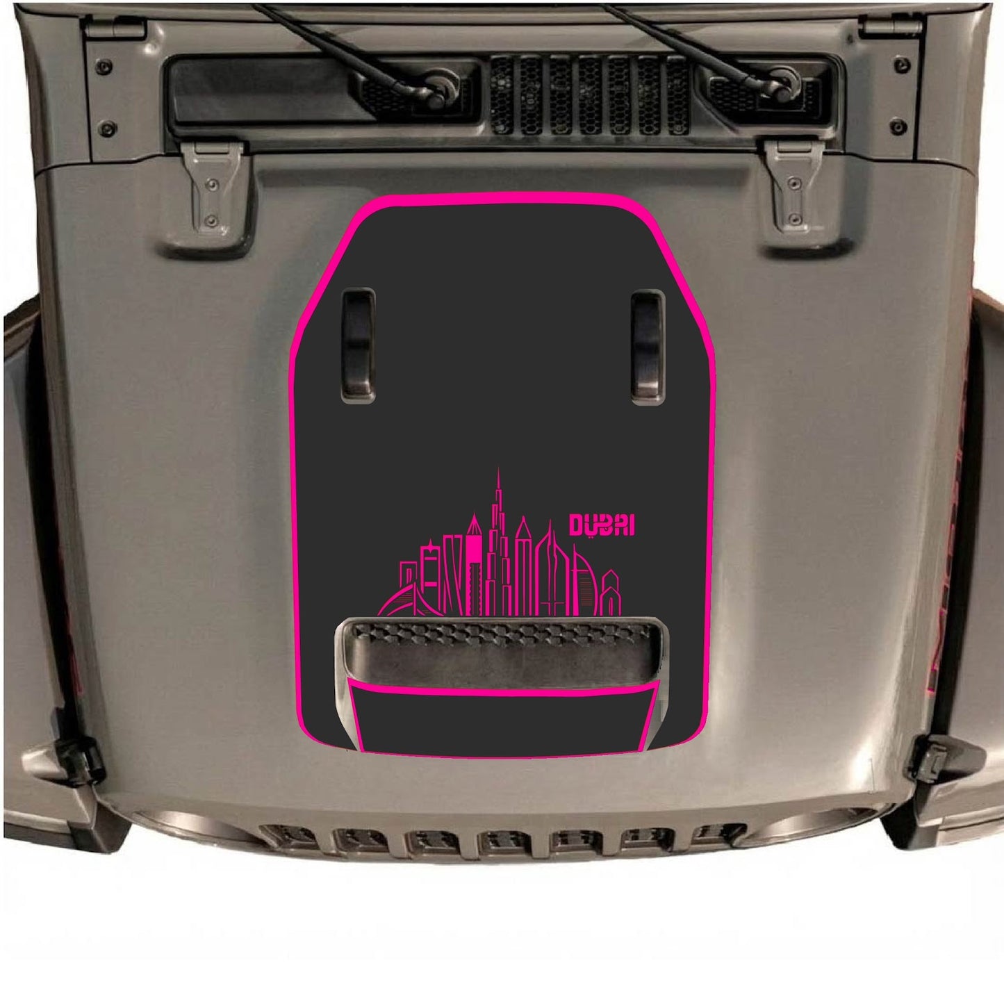 CarCode hood decal for Jeep Wrangler JL/JLU Rubicon 392 and JT Gladiator Mojave 2020-2026, style #13, shown on vehicle hood