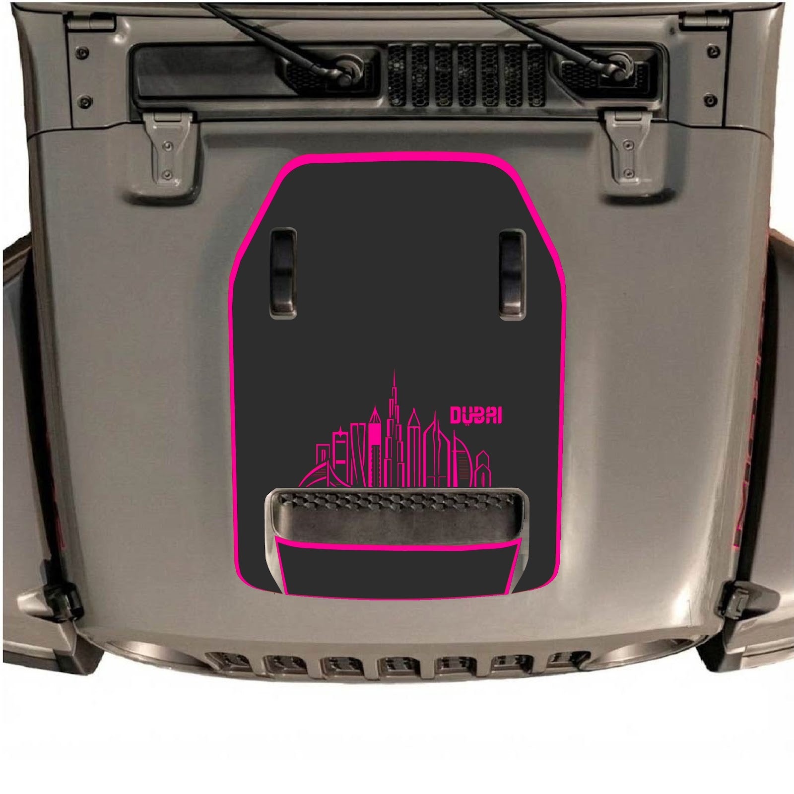 CarCode hood decal for Jeep Wrangler JL/JLU Rubicon 392 and JT Gladiator Mojave 2020-2026, style #13, shown on vehicle hood