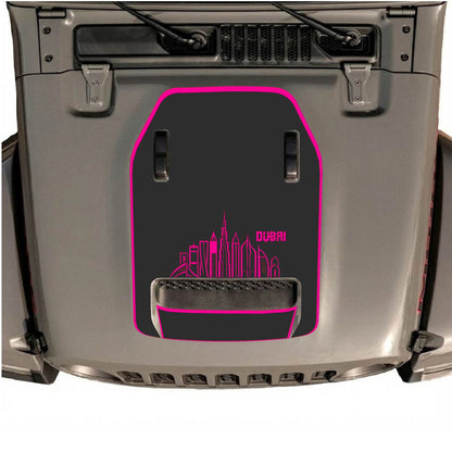 CarCode hood decal for Jeep Wrangler JL/JLU Rubicon 392 and JT Gladiator Mojave 2020-2026, style #13, shown on vehicle hood