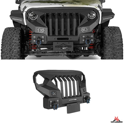 4X4WAVERS Metal Armor Short Metal Face Grumper Grille/Front Bumper -  Jeep Wrangler JK/JKU 2007-2018 - 4X4 WAVERS