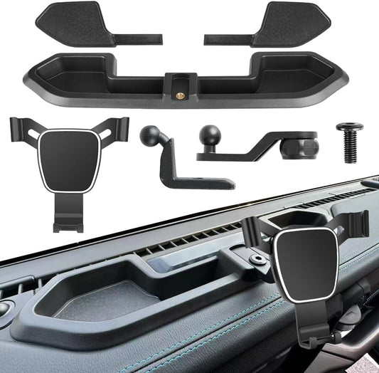 4X4 WAVERS Jeep Wrangler 4XE 2020+ dash mobile phone holder and storage, multifunctional accessory for secure device placement.