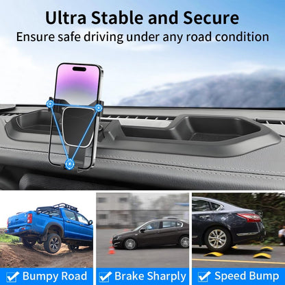 4X4 WAVERS Jeep Wrangler 4XE 2020+ dash mobile phone holder and storage compartment, designed for secure phone placement.