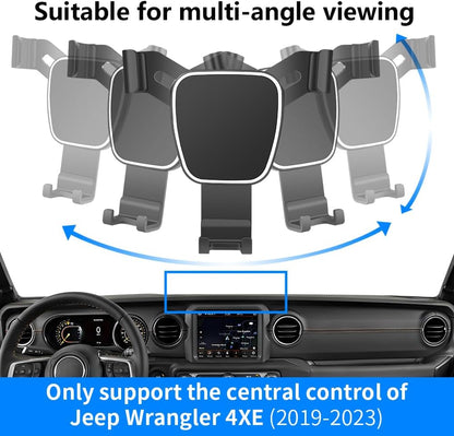 4X4WAVERS Jeep Wrangler 4XE 2020+ dash mobile phone holder with storage, designed for 4X4WAVERS multifunction vehicle accessories.