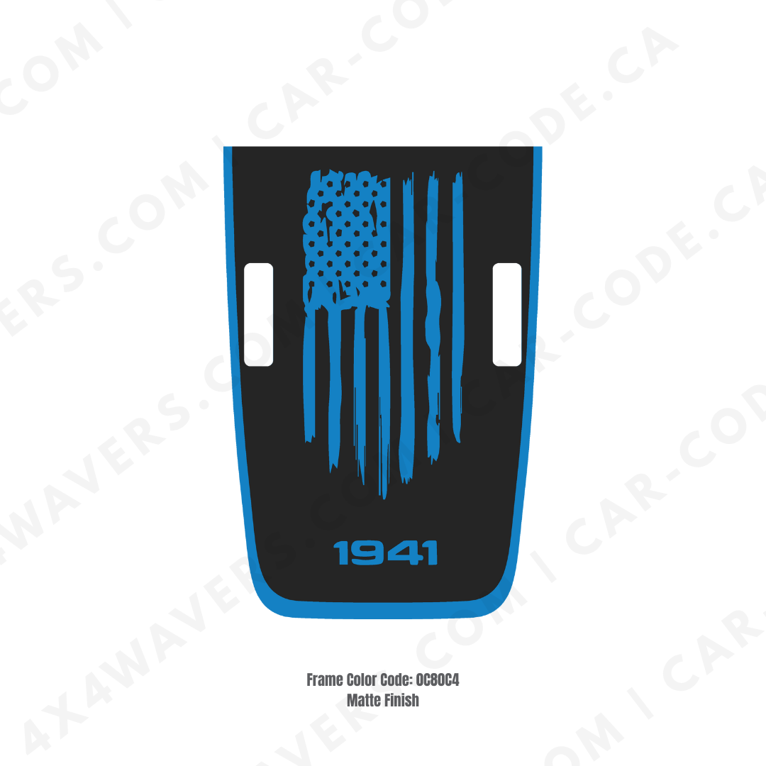 4x4wavers AMERICA 1941 Decal Sticker Kit for JL Rubicon Hood – Vinyl Car Decals for Jeep Wrangler Models – Made in Canada - 4X4 WAVERS