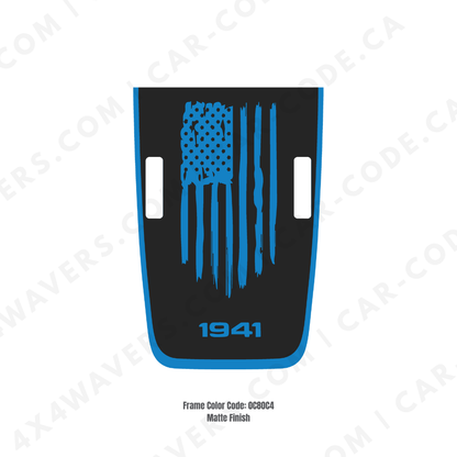 4x4wavers AMERICA 1941 Decal Sticker Kit for JL Rubicon Hood – Vinyl Car Decals for Jeep Wrangler Models – Made in Canada - 4X4 WAVERS