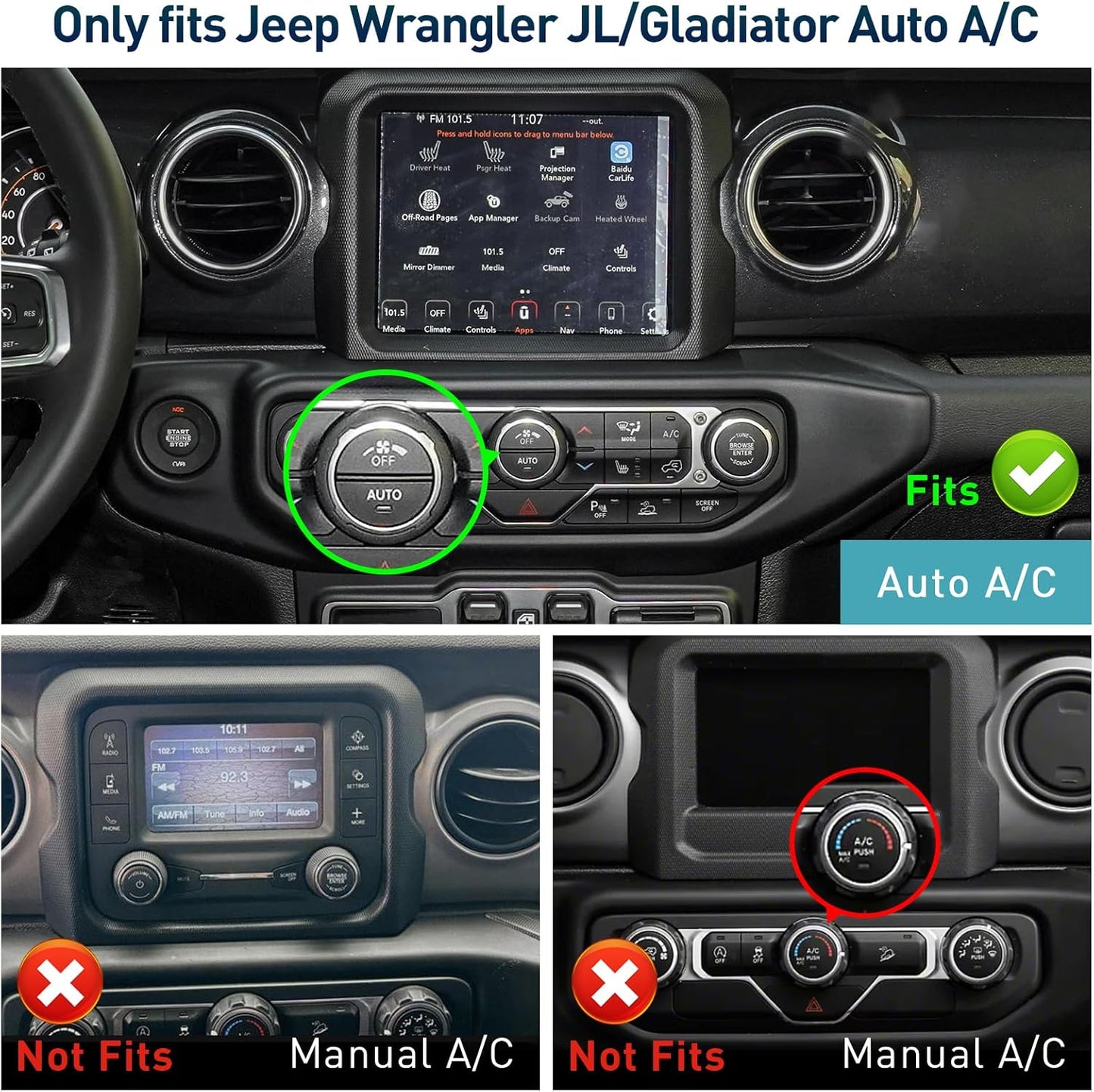 4X4WAVERS 12.1" Touch Vertical Screen with Wireless Carplay + Carlink - Jeep Wrangler JL/JLU/Gladiator-JT 2018-2023