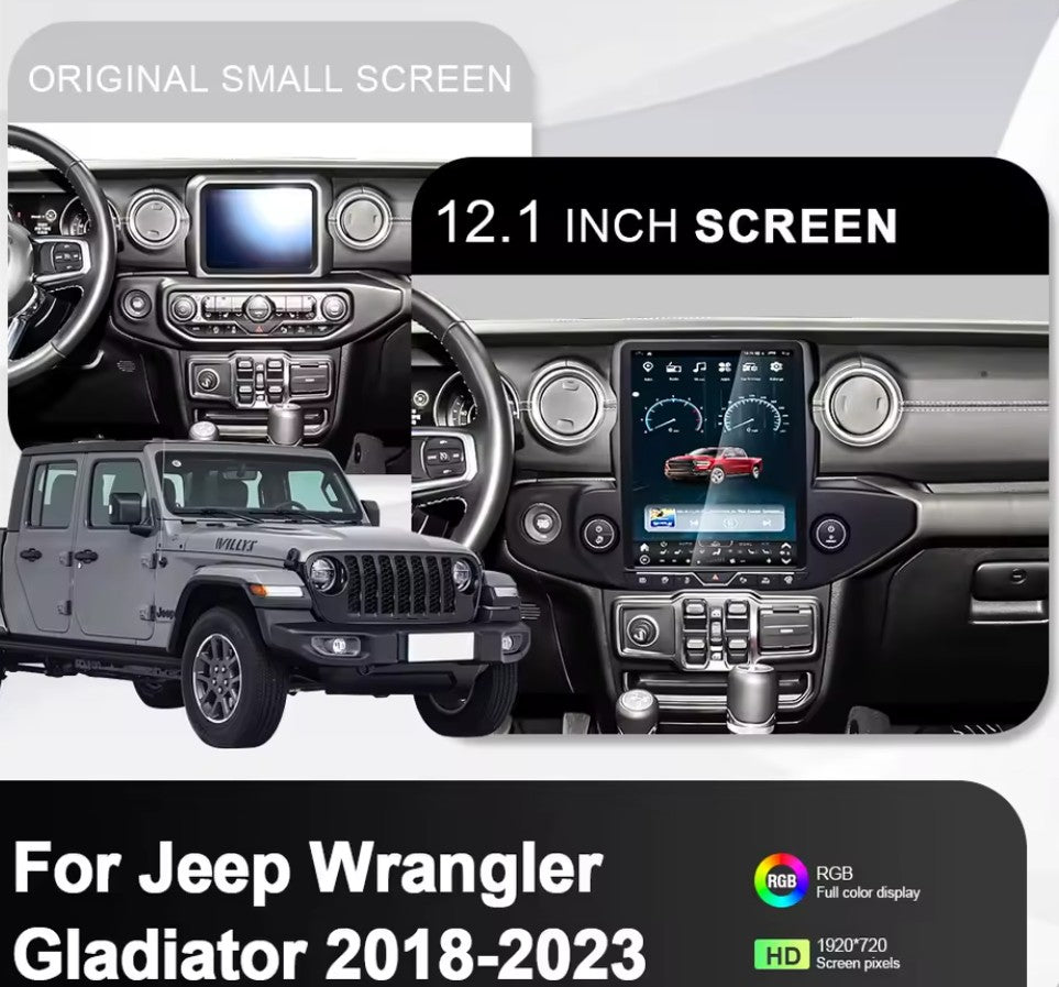 4X4WAVERS 12.1" Touch Vertical Screen with Wireless Carplay + Carlink - Jeep Wrangler JL/JLU/Gladiator-JT 2018-2023
