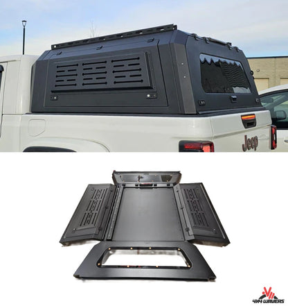 4X4WAVERS Canopy with Decorative Panels both sides and glass front/rear - manganese steel with Black Powder Coat- Jeep Gladiator JT 2019+