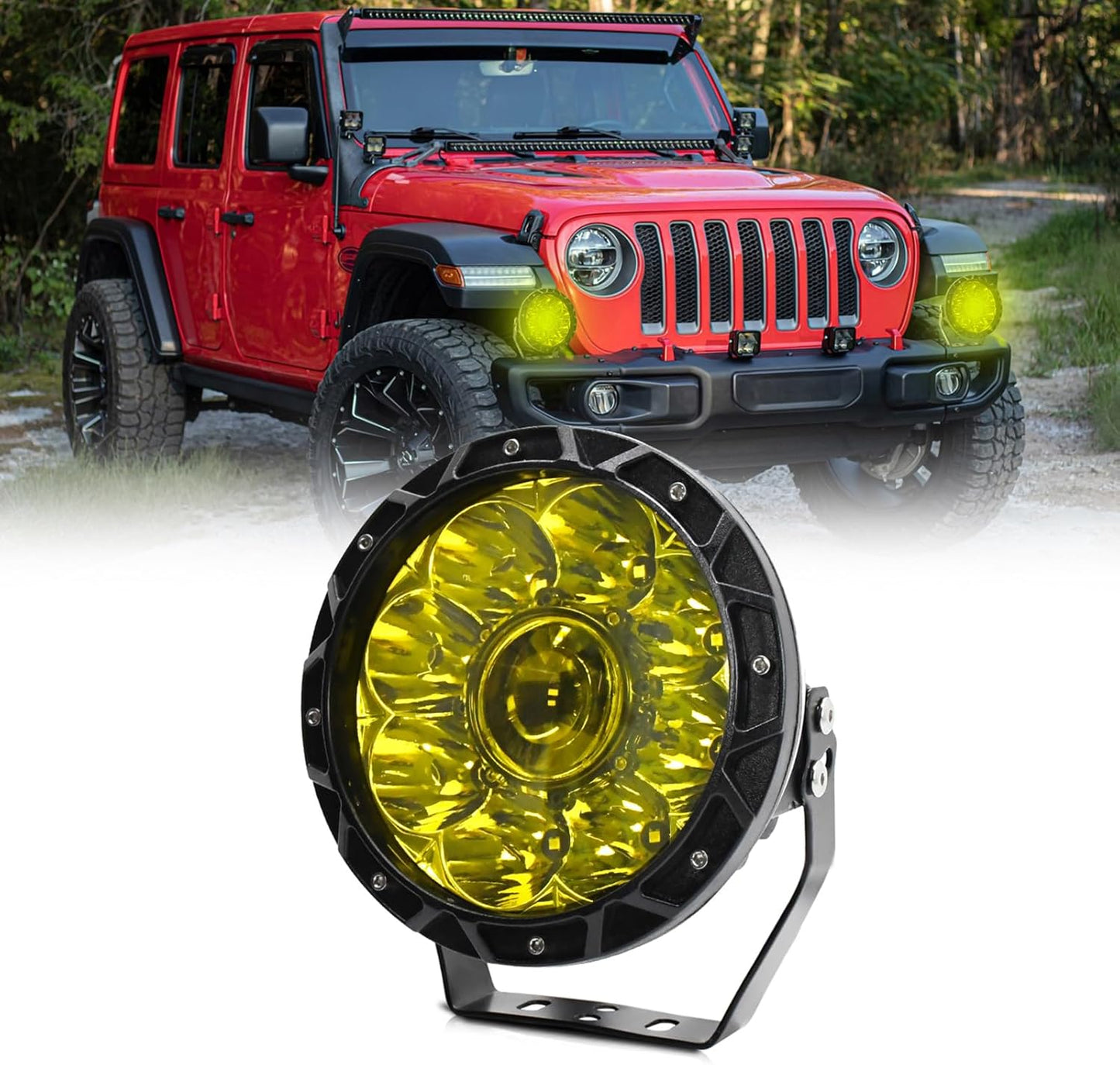 4X4WAVERS 7 Inch 60W Offroad Luxury Driving and Flood Light (Yellow) (Pair) - 4X4 WAVERS