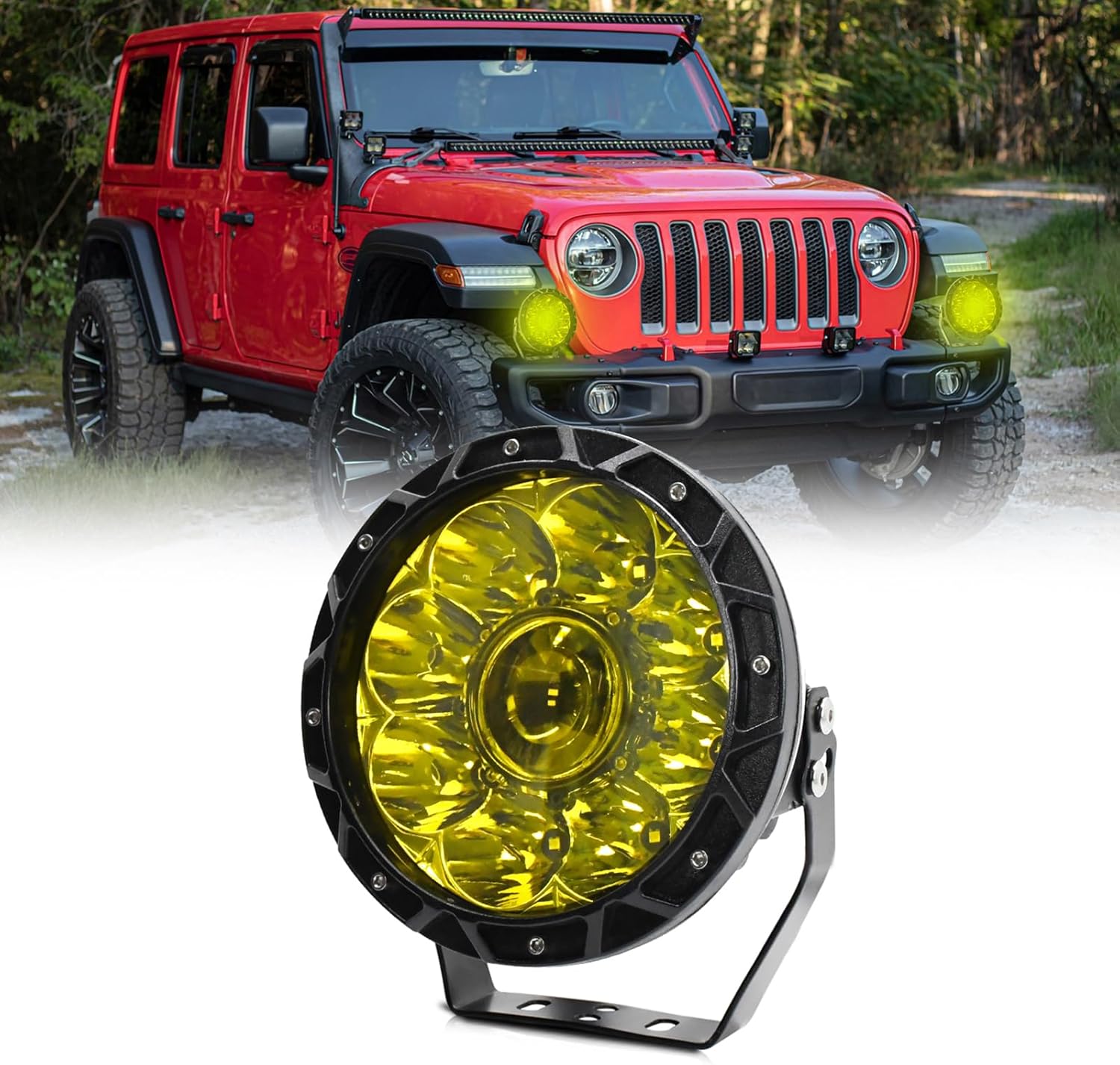 4X4WAVERS 7 Inch 60W Offroad Luxury Driving and Flood Light (Yellow) (Pair) - 4X4 WAVERS
