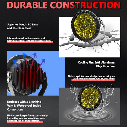 4X4WAVERS 5.5 Inch Round Offroad Lights LED Spot/Work/Driving/Fog Light (Yellow) (Pair)