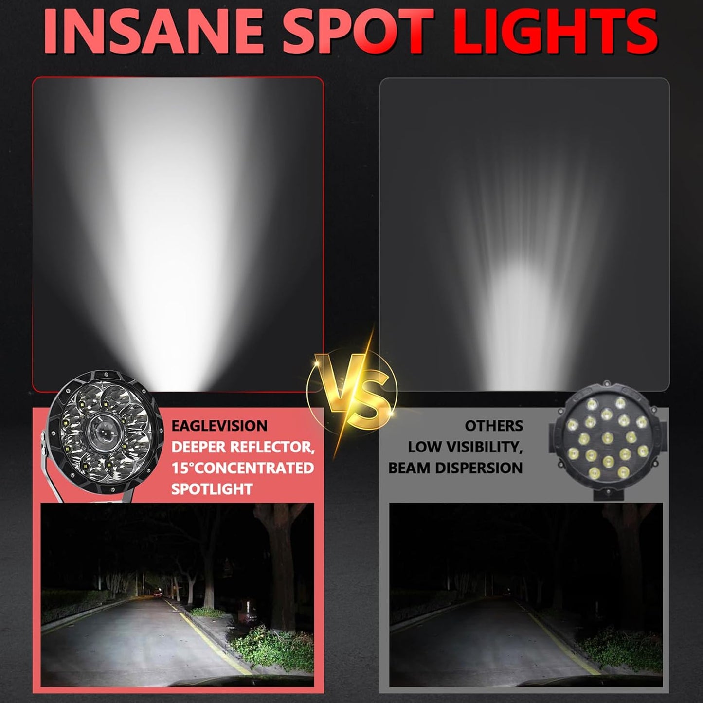 4X4WAVERS 5.5 Inch Round Offroad Lights LED Spot/Work/Driving/Fog Light (White) (Pair)