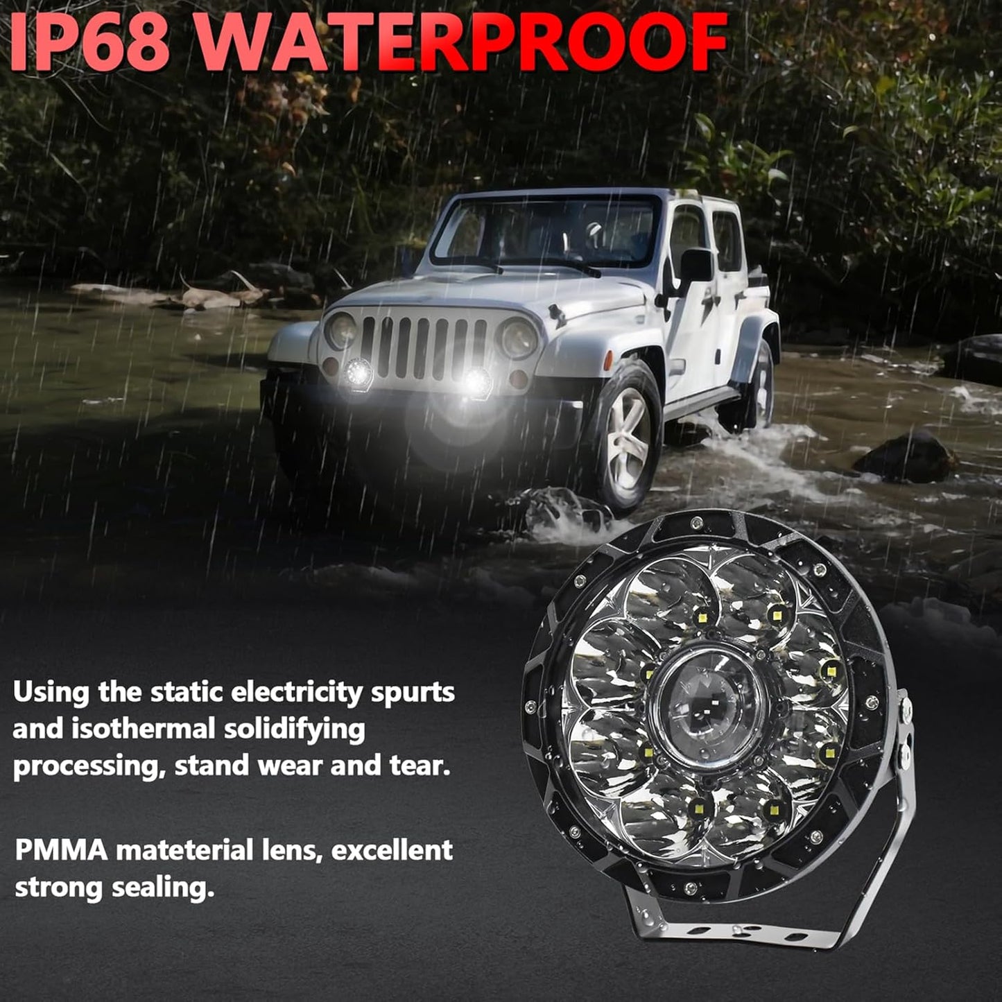 4X4WAVERS 7 Inch 60W Offroad Luxury Driving and Flood Light (White) (Pair) - 4X4 WAVERS