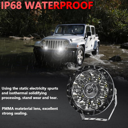 4X4WAVERS 7 Inch 60W Offroad Luxury Driving and Flood Light (White) (Pair) - 4X4 WAVERS
