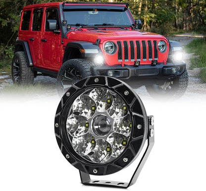 4X4WAVERS 7 Inch 60W Offroad Luxury Driving and Flood Light (White) (Pair) - 4X4 WAVERS