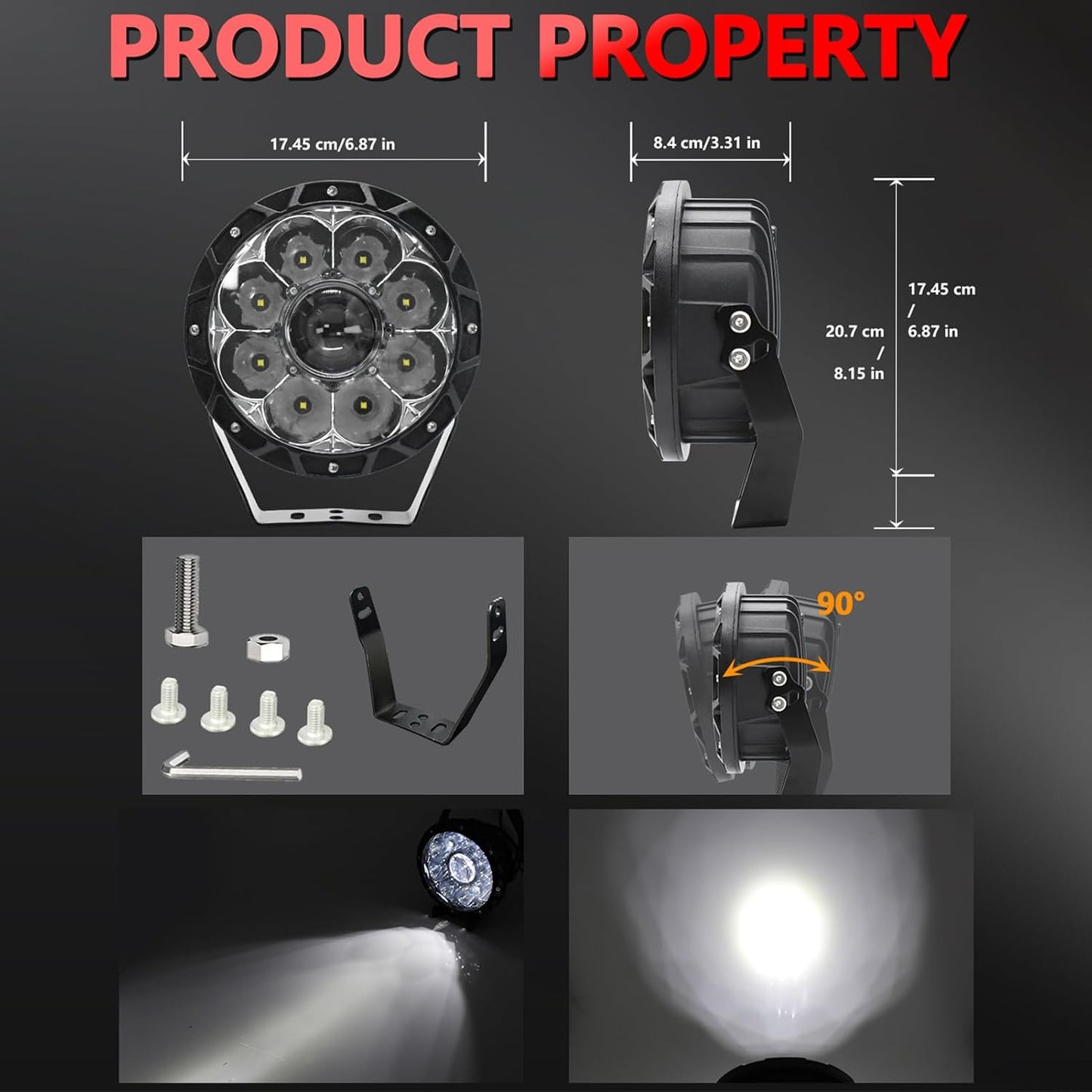 4X4WAVERS 7 Inch 60W Offroad Luxury Driving and Flood Light (White) (Pair) - 4X4 WAVERS