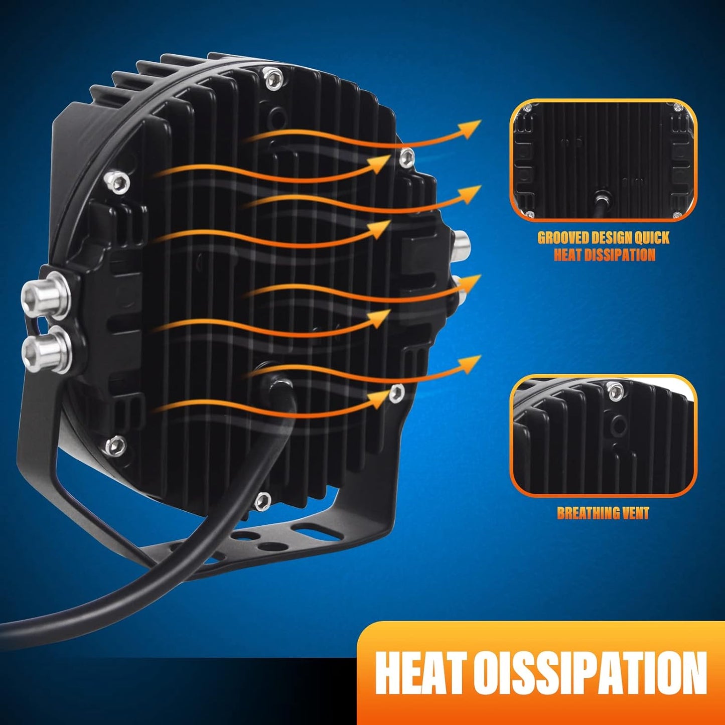 4X4WAVERS 5 inch Premium Off Road Driving White Beam and Amber DRL Spot/Flood Light Combo Beam (White) (1 Light Pod Only)