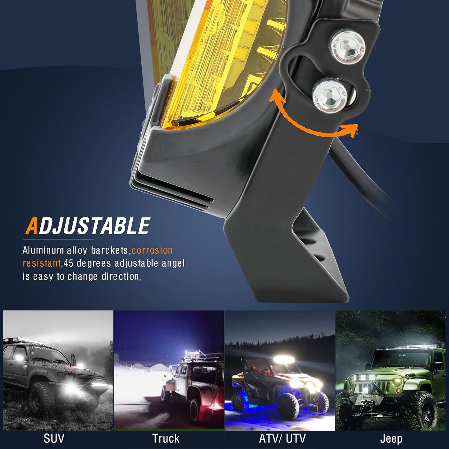 4X4WAVERS 5 inch Premium Off Road Driving White Beam and Amber DRL Spot/Flood Light Combo Beam (Yellow) (1 Light Pod only)