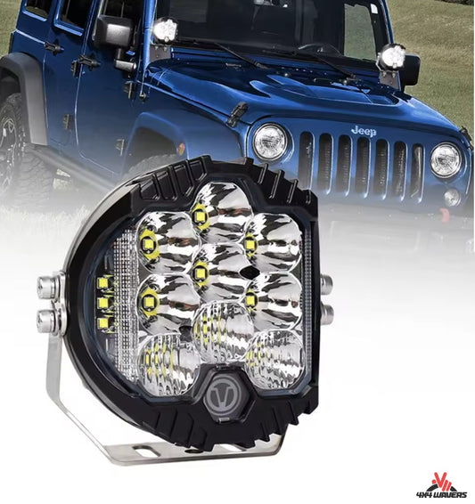 4X4WAVERS 5 pouces Premium Feu de conduite tout-terrain faisceau blanc et DRL ambre combo spot/inondation (blanc) (1 seul module lumineux)