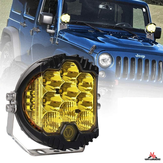 4X4WAVERS 7 pouces Premium Feu de route tout-terrain faisceau blanc et feu de jour ambre combo (Jaune) (1 seul module lumineux)