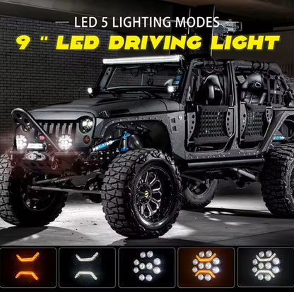 4X4WAVERS 7" Round LED Light 70W Work Light Led - White Light & Amber Lines (1 Light Pod only) - 4X4 WAVERS