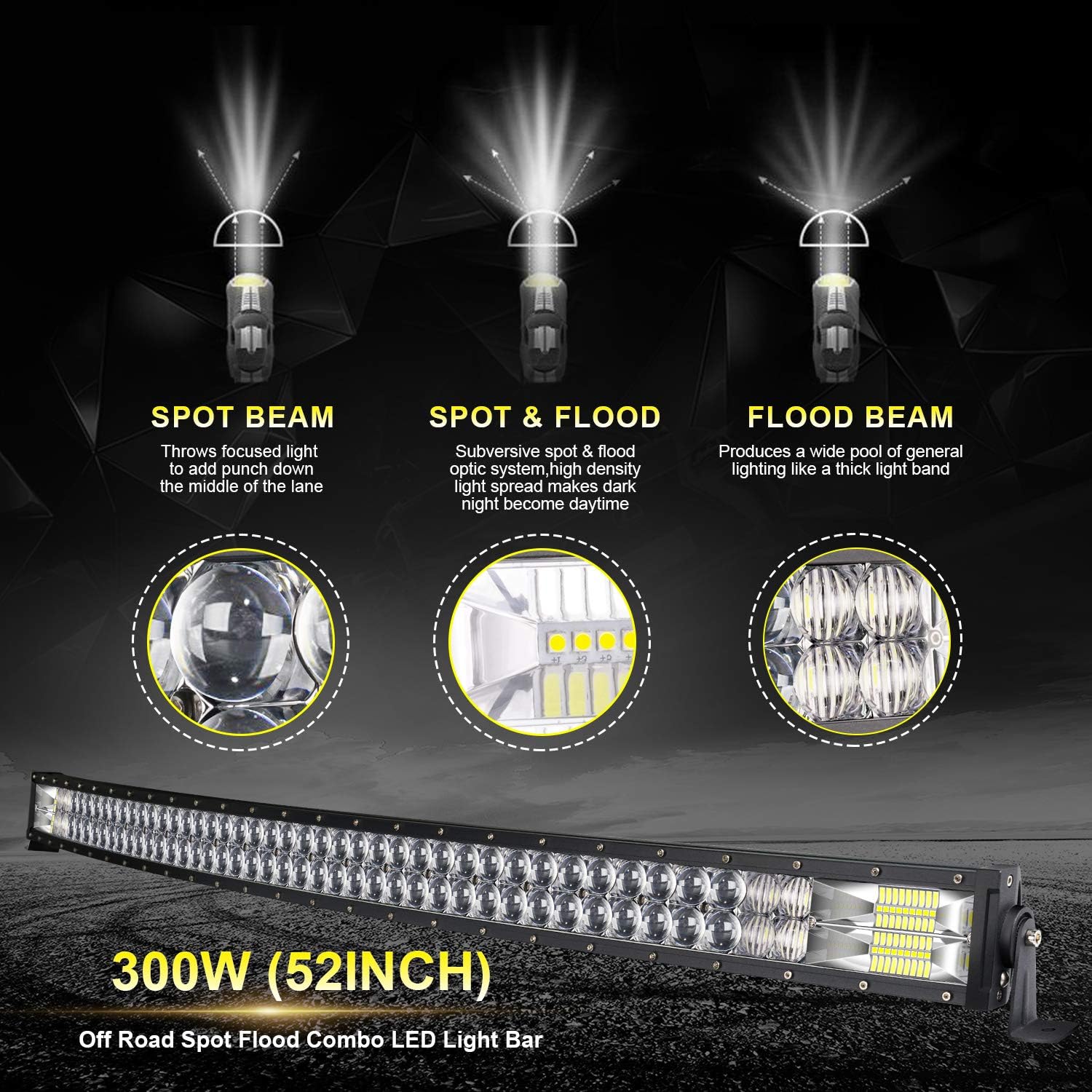 4X4Wavers 52" Light Bar Offroad and Driving Beam - 3030 LED Chip - 4X4 WAVERS