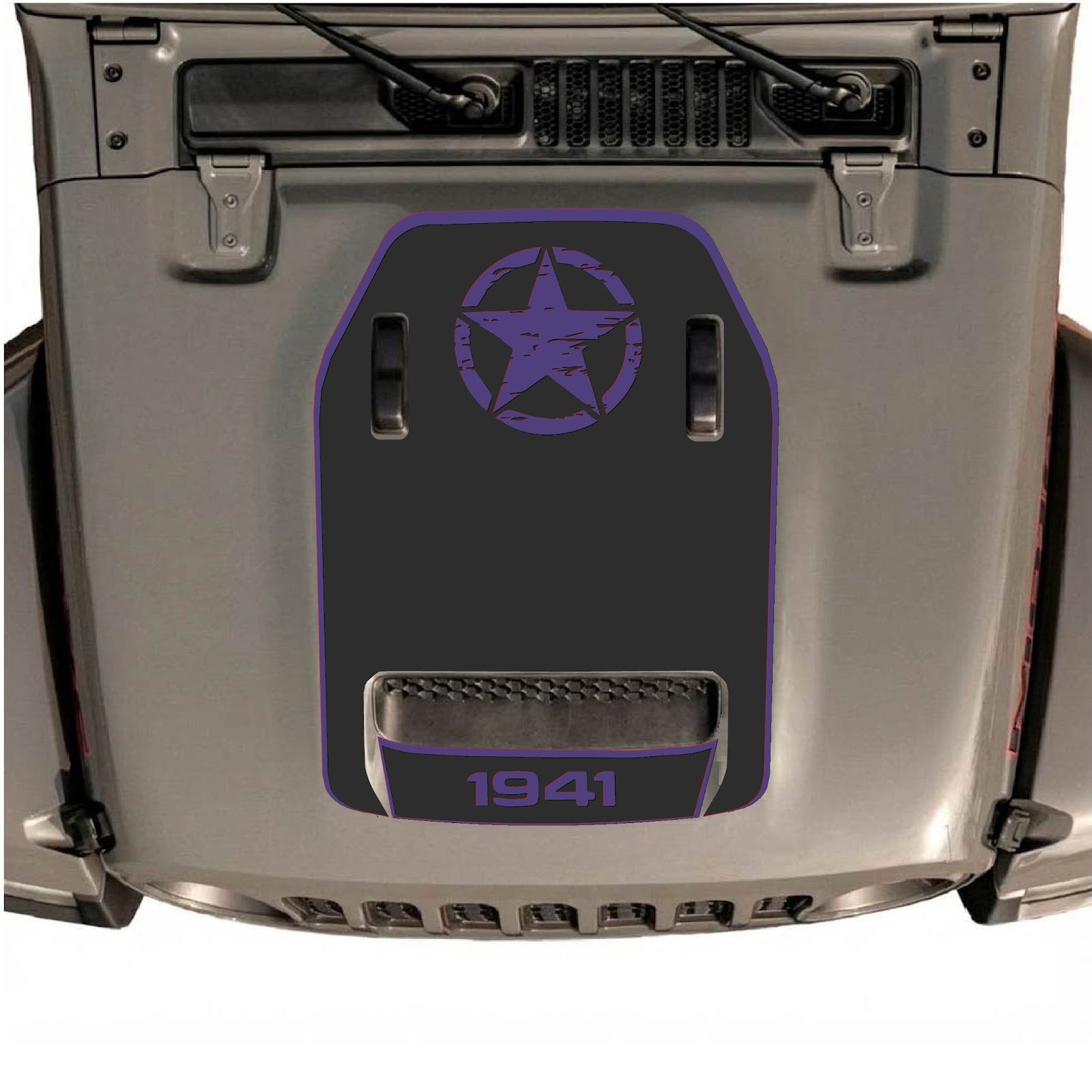 CarCode hood decal for Jeep Wrangler JL/JLU Rubicon 392 and JT Gladiator Mojave 2020-2026, style #39, shown on vehicle hood.