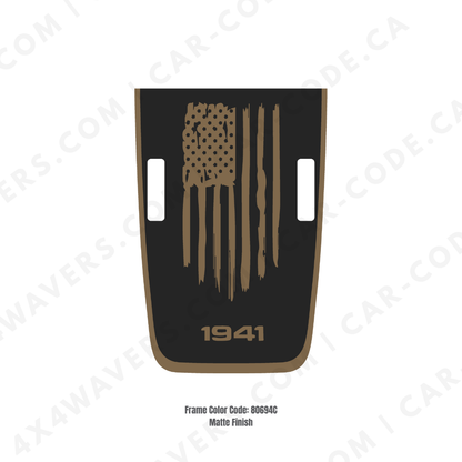 4x4wavers AMERICA 1941 Decal Sticker Kit for JL Rubicon Hood – Vinyl Car Decals for Jeep Wrangler Models – Made in Canada - 4X4 WAVERS