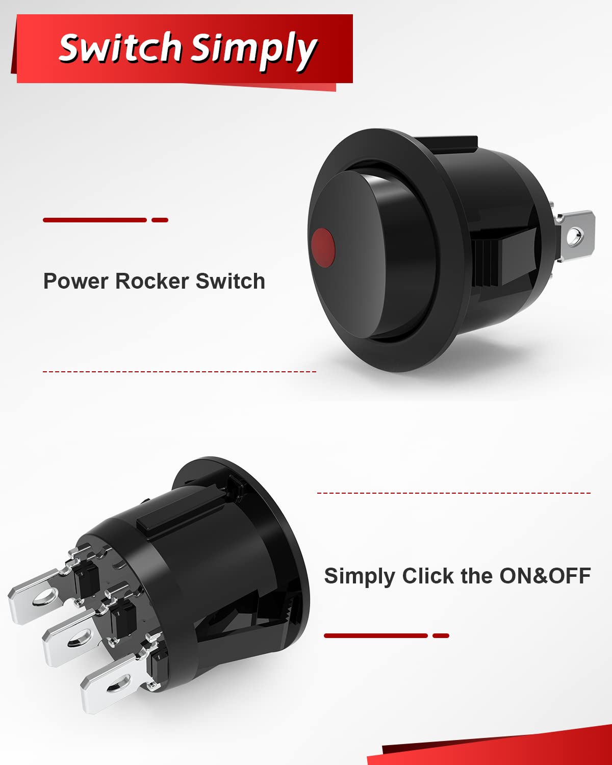 4X4Wavers Wiring Harness for LED Light Bar 1 Lead 12V 16AWG Switch Relay Wire Harness Kit for Offroad LED Pods Light Fog Lights