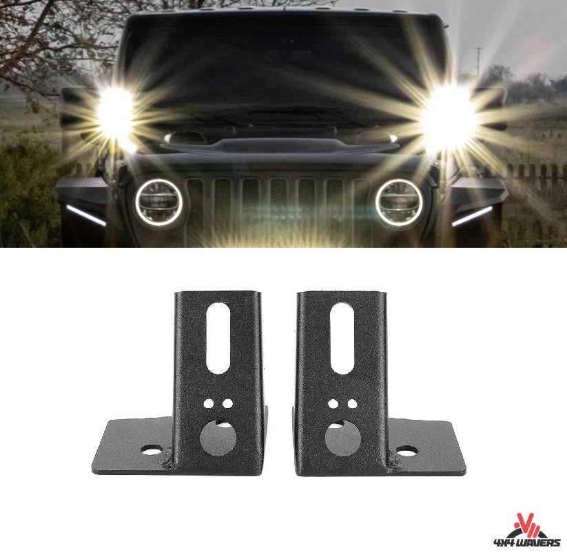 4X4WAVERS A-Pillar Windshield Hinge Mounting Brackets for Offroad Light - Jeep Wrangler JK/JKU 2007-2018 - 4X4 WAVERS