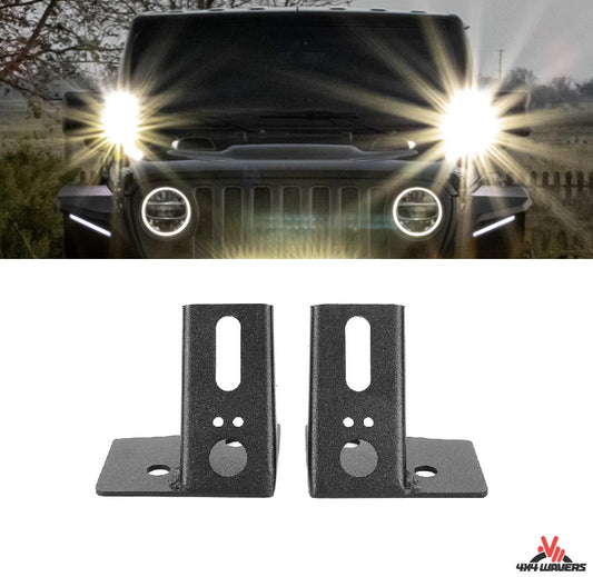 Supports de fixation charnière de pare-brise A-pilier 4X4WAVERS pour éclairage tout-terrain - Jeep Wrangler JK/JKU 2007-2018