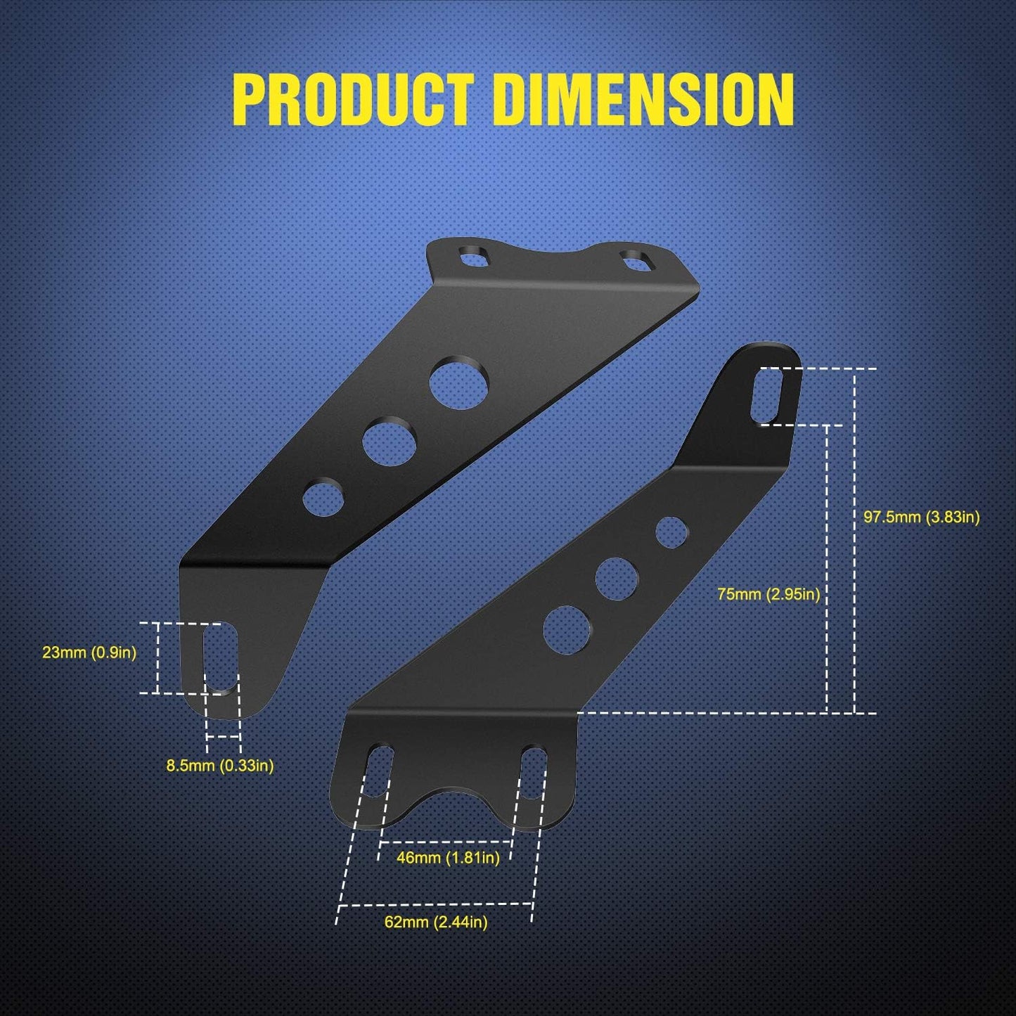 4X4WAVERS Hood Mount Bracket Kit for 20" - 22"  Straight Work Light Bar - Jeep Wrangler JK/JKU 2007-2018 - 4X4 WAVERS