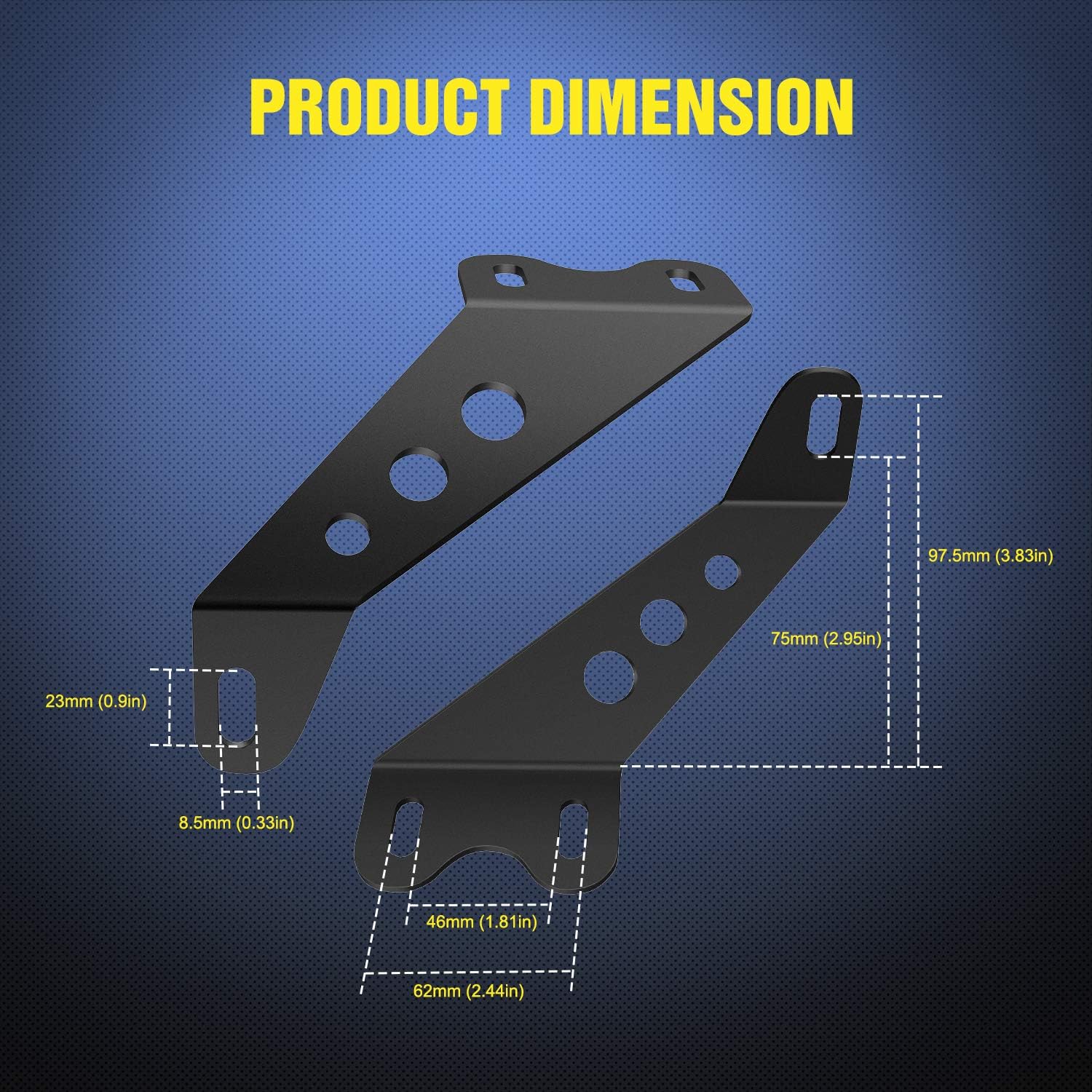 4X4WAVERS Hood Mount Bracket Kit for 20" - 22"  Straight Work Light Bar - Jeep Wrangler JK/JKU 2007-2018 - 4X4 WAVERS