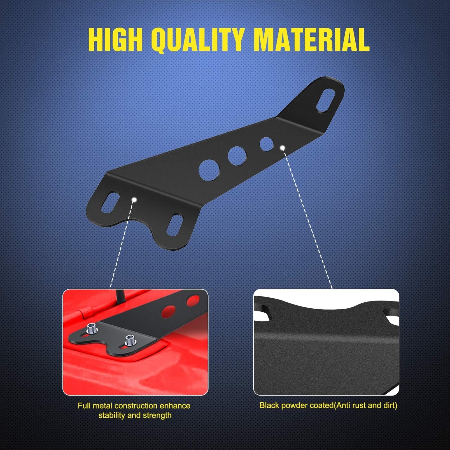4X4WAVERS Hood Mount Bracket Kit for 20" - 22"  Straight Work Light Bar - Jeep Wrangler JK/JKU 2007-2018 - 4X4 WAVERS