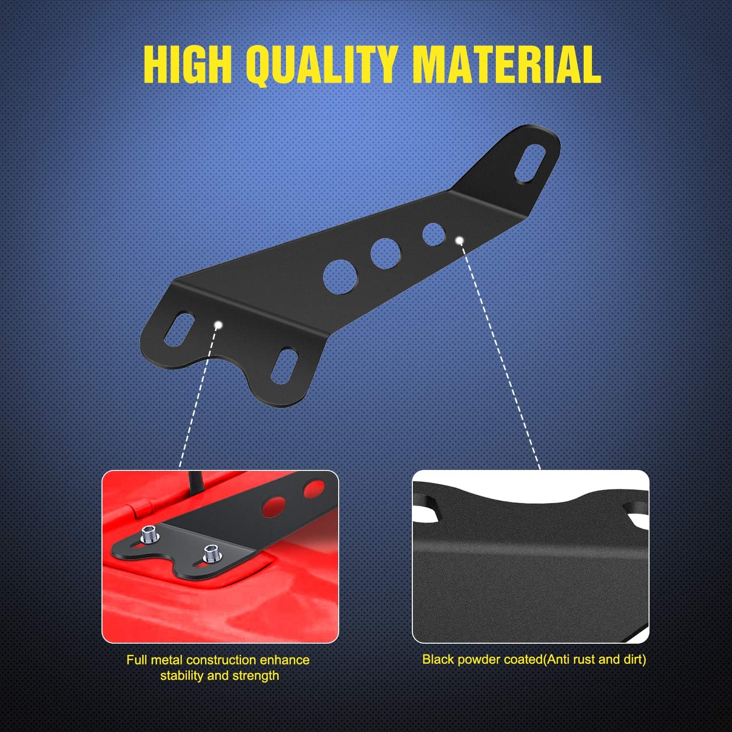 4X4WAVERS Hood Mount Bracket Kit for 20" - 22"  Straight Work Light Bar - Jeep Wrangler JK/JKU 2007-2018 - 4X4 WAVERS