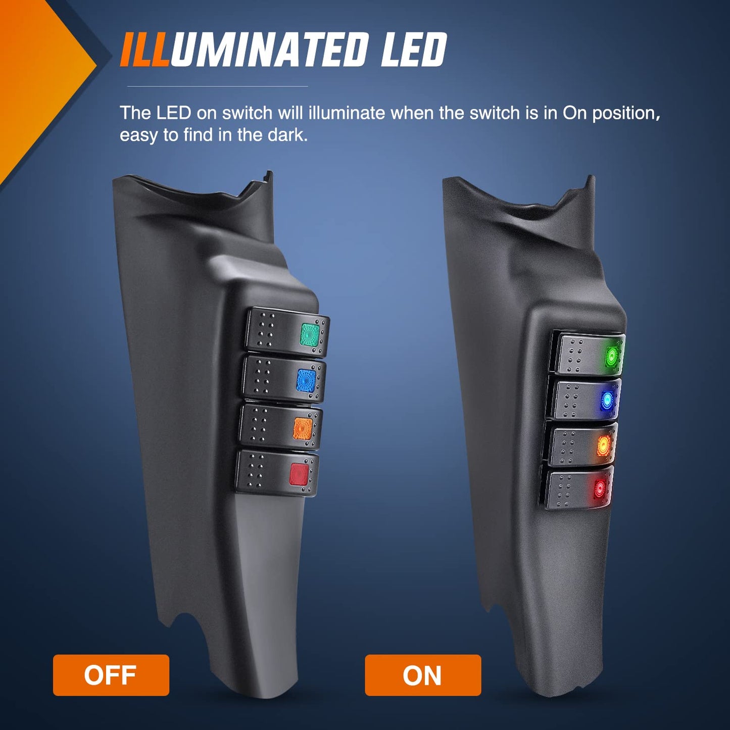 4X4WAVERS Light Switch Panel Driver Side A-Pillar Switch Pod w/ 4X Switches - Jeep Wrangler JK/JKU 2011-2018