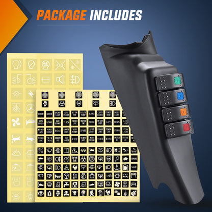 4X4WAVERS Light Switch Panel Driver Side A-Pillar Switch Pod w/ 4X Switches - Jeep Wrangler JK/JKU 2011-2018