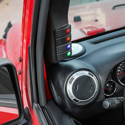 4X4WAVERS Light Switch Panel Driver Side A-Pillar Switch Pod w/ 4X Switches - Jeep Wrangler JK/JKU 2011-2018