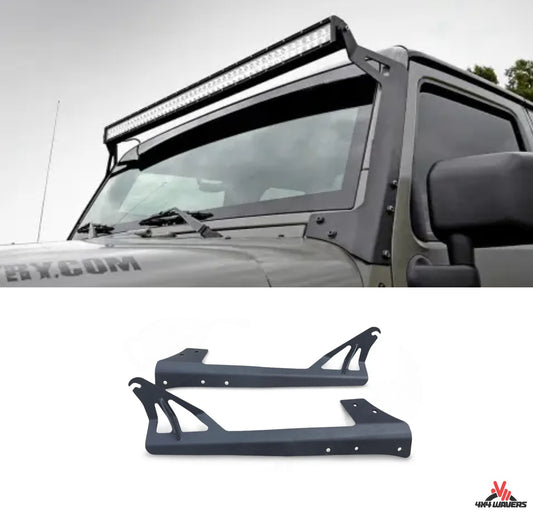 4X4WAVERS Supports de fixation pour pare-brise de barre lumineuse 50" (sans montant A) - Jeep Wrangler JK/JKU 2007-2018