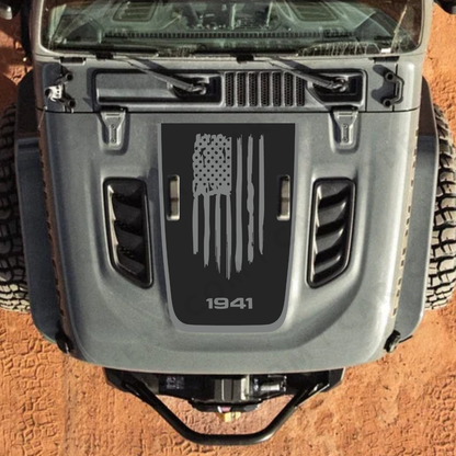 4x4wavers AMERICA 1941 Decal Sticker Kit for JL Rubicon Hood – Vinyl Car Decals for Jeep Wrangler Models – Made in Canada - 4X4 WAVERS