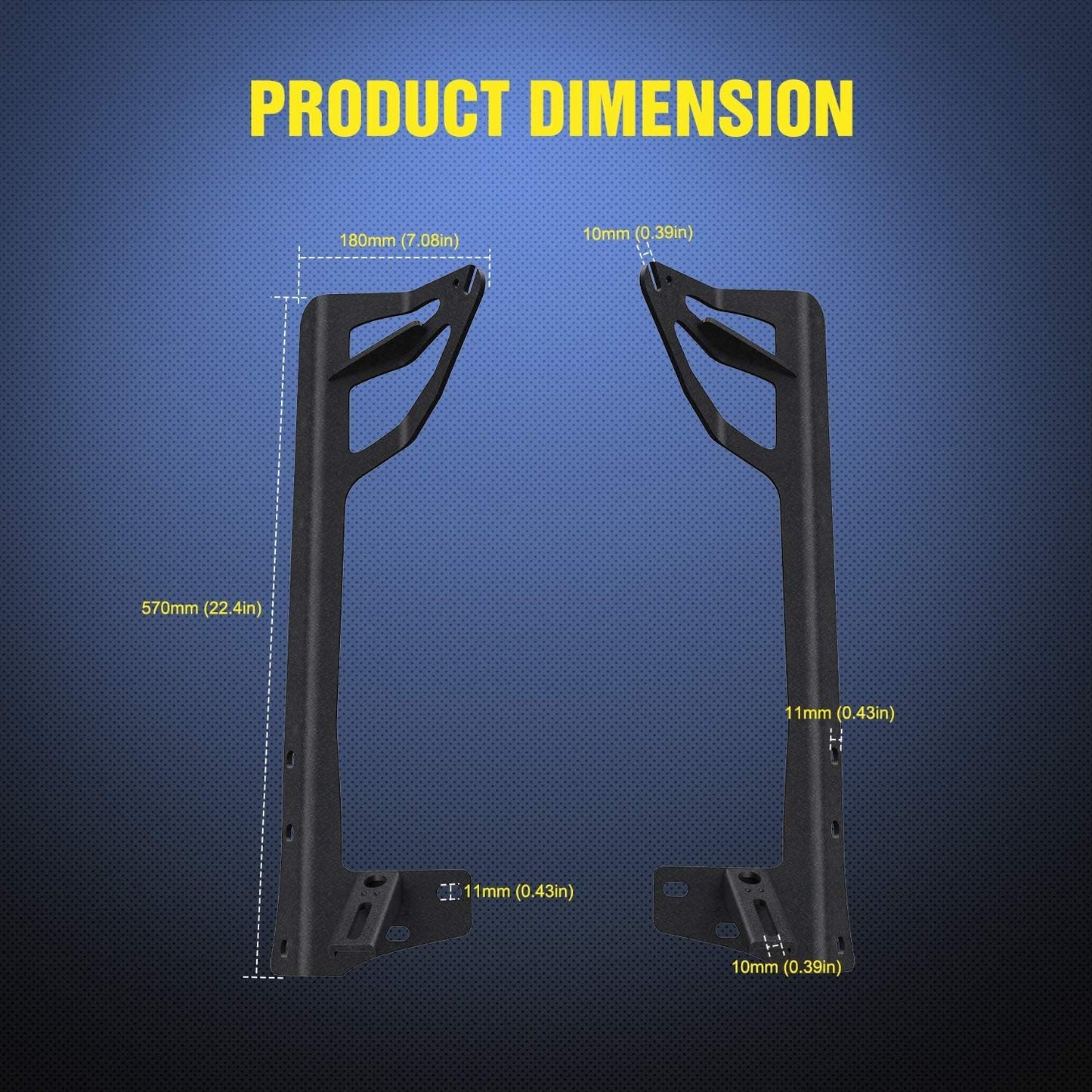 4X4WAVERS 52" Light Bar Windshield Mounting Brackets (with A pillar) - Jeep Wrangler JK/JKU 2007-2018