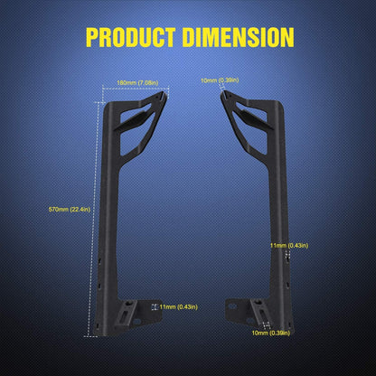 4X4WAVERS 52" Light Bar Windshield Mounting Brackets (with A pillar) - Jeep Wrangler JK/JKU 2007-2018