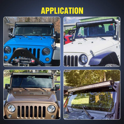 4X4WAVERS 52" Light Bar Windshield Mounting Brackets (with A pillar) - Jeep Wrangler JK/JKU 2007-2018